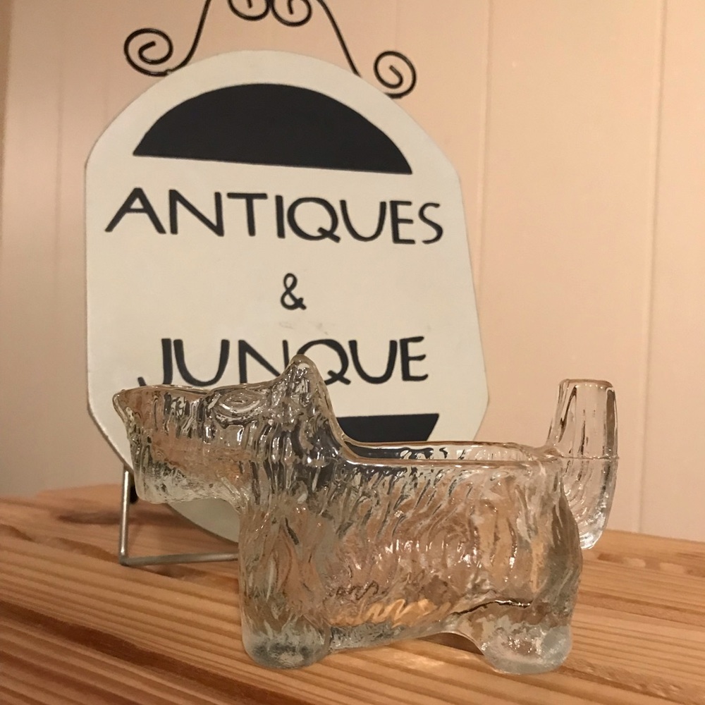 Vintage (1930s) Scottie Dog Clear Pressed Glass Day Creamer